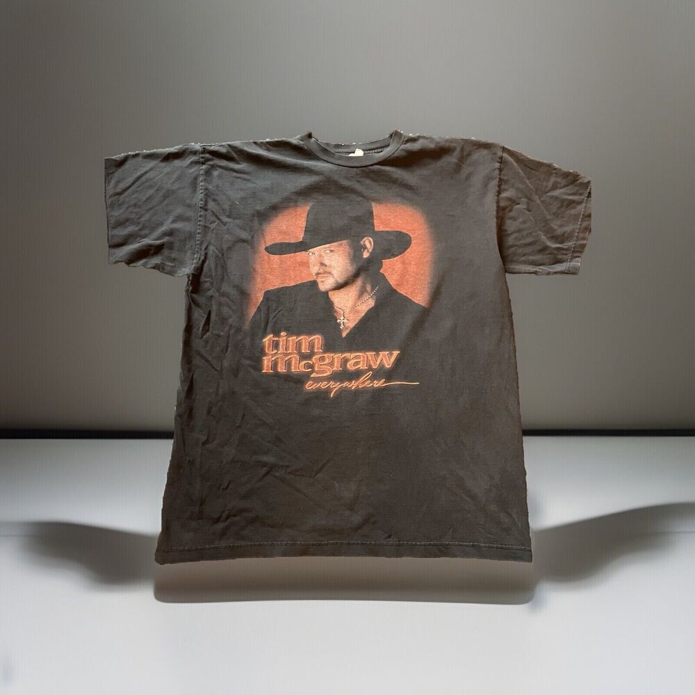 Vintage 90s Cronies Black Tim Mcgraw Everywhere T Shirt Made In The USA X Large